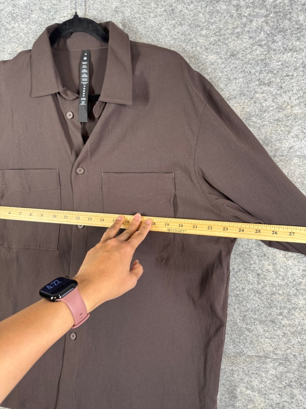 Lululemon Athletica Commission Brown Long Sleeve Button Shirt Size M Stretch - Picture 10 of 13